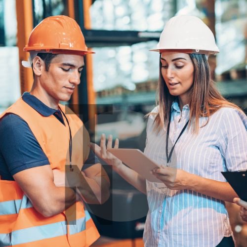 Two persons during the safety walkthrough